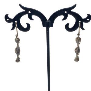 Sterling Silver Twisted Ribbon Dangle Earrings Vintage ROCKy 2.4g 1.5" Estate